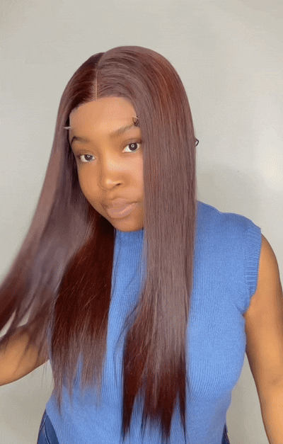 Cheveux lisses longs marron chocolat