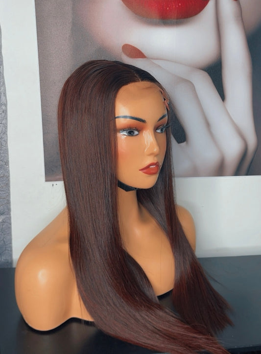 Cheveux lisses longs marron chocolat
