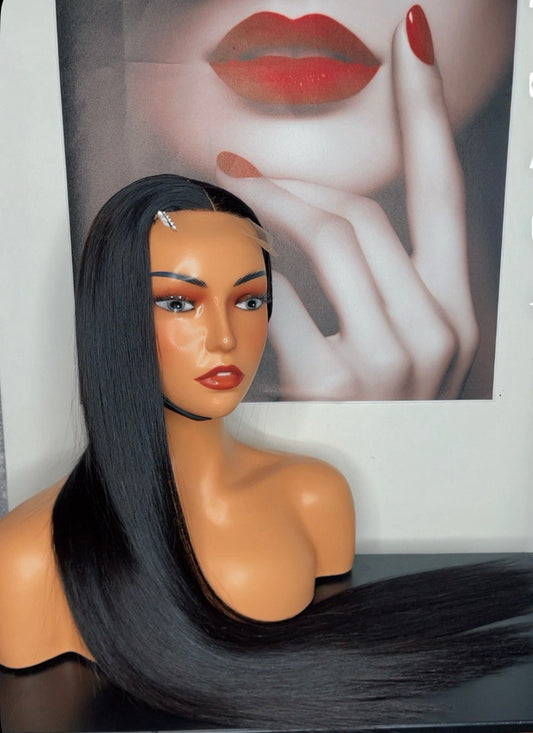 Cheveux lisses longs noirs 30"