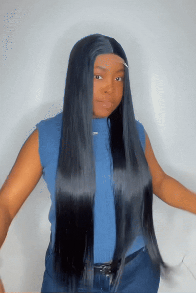 Cheveux lisses longs noirs 30"
