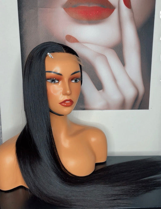 Cheveux lisses longs noirs 30"